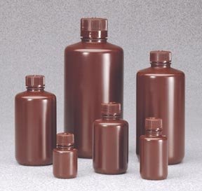 Boston Round Bottles, Amber, High-Density Polyethylene, Narrow Mouth - 500 mL [ 1 Packs]