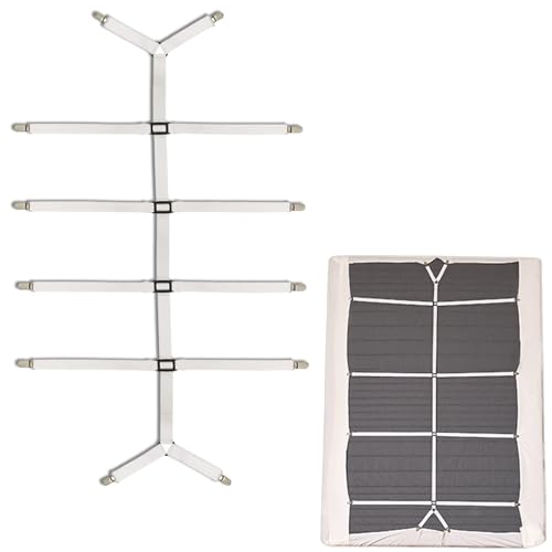 cuhostki Tensor de sábanas ajustable, correas tensoras para sábanas, pinzas para colchón, tensor elástico con clip de metal para sábanas, sábanas, sábanas bajeras (blanco)