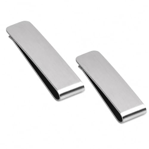 Image of Brooklyn Bridge Stainless Steel Money Clip Wallet, Slim Metal Cash and Card Holder Metal Construction with a Secure Cash Clip Holds Folded Notes and Cards, offering a Slim Compact Format for Pockets.