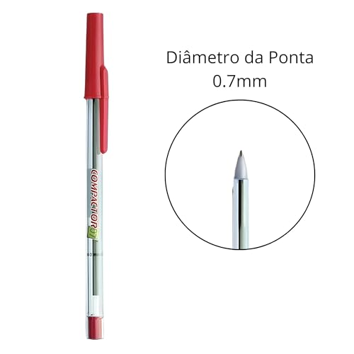 Kit 10 Canetas Esferográfica Compactor 07 Escrita Fina 0,8mm (5 Azuis 3 Pretas 2 Vermelhas)
