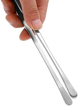 Shoze Barbecue Tweezers 12-Inch Stainless Steel Food Tongs Extra Long Cooking Tweezers BBQ Kitchen Clip Silver