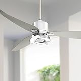 Possini Euro Design 56' Vengeance Modern Indoor Ceiling Fan 3 Blade LED Light Remote Control Chrome Finish Silver Blades Bedroom Living Room Kitchen Dining Office Decorative with 6' Downrod