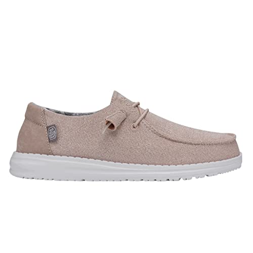 Image of HEYDUDE Women's Wendy Sparkling Pink Size 7 | Women's Shoes | Women's Lace Up Loafers | Comfortable & Light-Weight