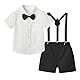 Baby Jungen Gentleman Anzüge, Kleinkinder Kleidung Set Kurze Ärmel T-Shirt + Bowtie + Kurze Hosen Taufe Anzug Taufe Hochzeit Outfit