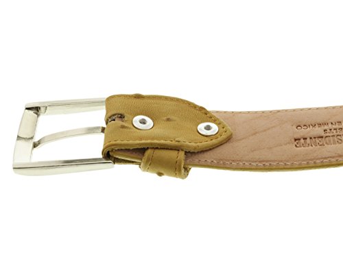 El Presidente Mens Buttercup Ostrich Quill Print Leather Western Cowboy Belt Silver Buckle4