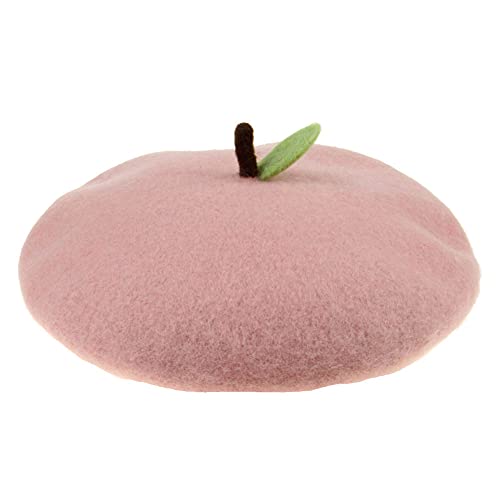 Zasy Pink Peach Handmade Wool Beret French Style Felt Fruite Beanies Women Winter Autumn Cap (Peach) #TOP1