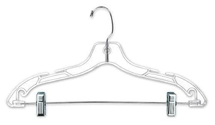 Pack of 100 Retails Clear Plastic Suit Hangers with Strong Clips 17 Inch