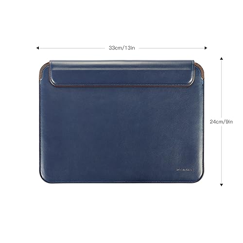 DOOHALO 13 Inch Laptop Sleeve for Macbook,Leather Protect Case,Water-resistant Case,Compact Design with Invisible Stand (Deep Blue) - Image 2