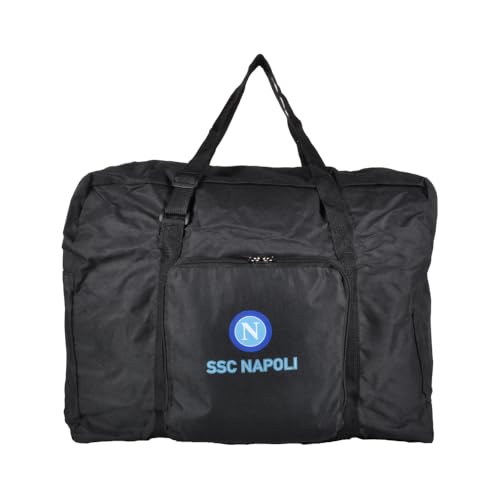 100% PL Enzo Castellano SSC NAPOLI 121854 Black Travel Bag with Logo Print, black, duffel bag