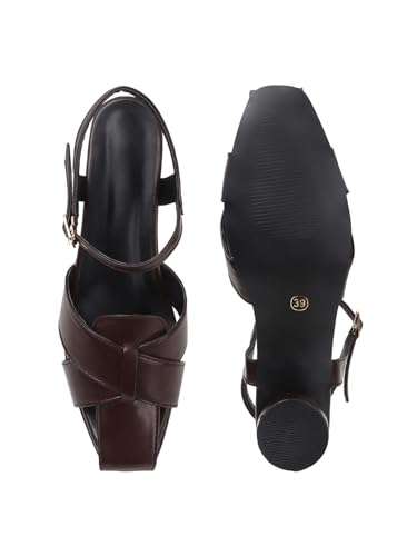 Image of SilverArrow womens Corvella Fashion Sandals|Block Heel Sandals With Buckle Closure|Casual Wear