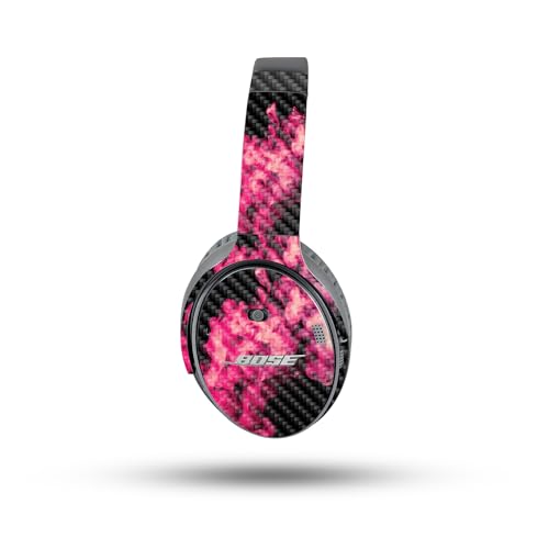Image of MightySkins Carbon Fiber Skin Compatible with Bose QuietComfort 35 II Headphones - Magenta Smoke | Protective, Durable Textured Carbon Fiber Finish | Easy to Apply