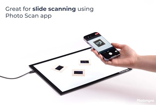 photomyne a4 slide viewer  light pad backlight  negative viewer  film negatives amp old slides scanning light box  hands-free ultra-thin ultimate brightness includes usb adapter - black