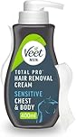 Veet Men Hair Removal Cream 400ml - Hydrating Chest & Body Remover for Smooth, Cut-Free Results, Moisturizing Formula for Delicate Skin