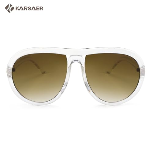 Image of Karsaer Oversized Vintage Aviator Sunglasses for Men Women?Big Retro Round Aviator Sunglasses K7132