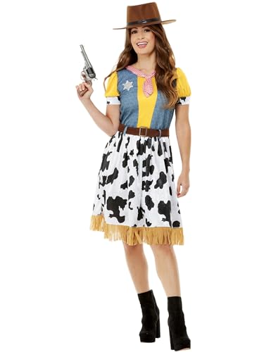 Déguisement Cowgirl Western Smiffys - Costume Robe Souple Évite la Chaleur en Fête