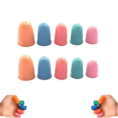 10 Tlg Fingernägel Kauen Stoppen Fingerkappen Set - Hitzebeständige Fingerabdrücke-verhindernde Gummifingerlinge, 5 Farben Für Bäcker, Blattwender, Zähler, Nagels