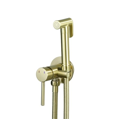 Ensemble de douchette WC bidet murale en laiton brossé doré avec eau chaude et froide.(Brushed gold set)