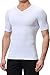 Lavento Men's Workout Shirts Cool Dry Short Sleeve Compression Tee Shirt (3 Pack-V Neck White,X-Large)