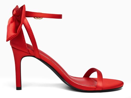 Image of Coutgo Womens Ankle Strap High Heels Open Toe Stiletto Bow Tie Knot Heeled Sandals Fashion Wedding Dress Pump Shoes