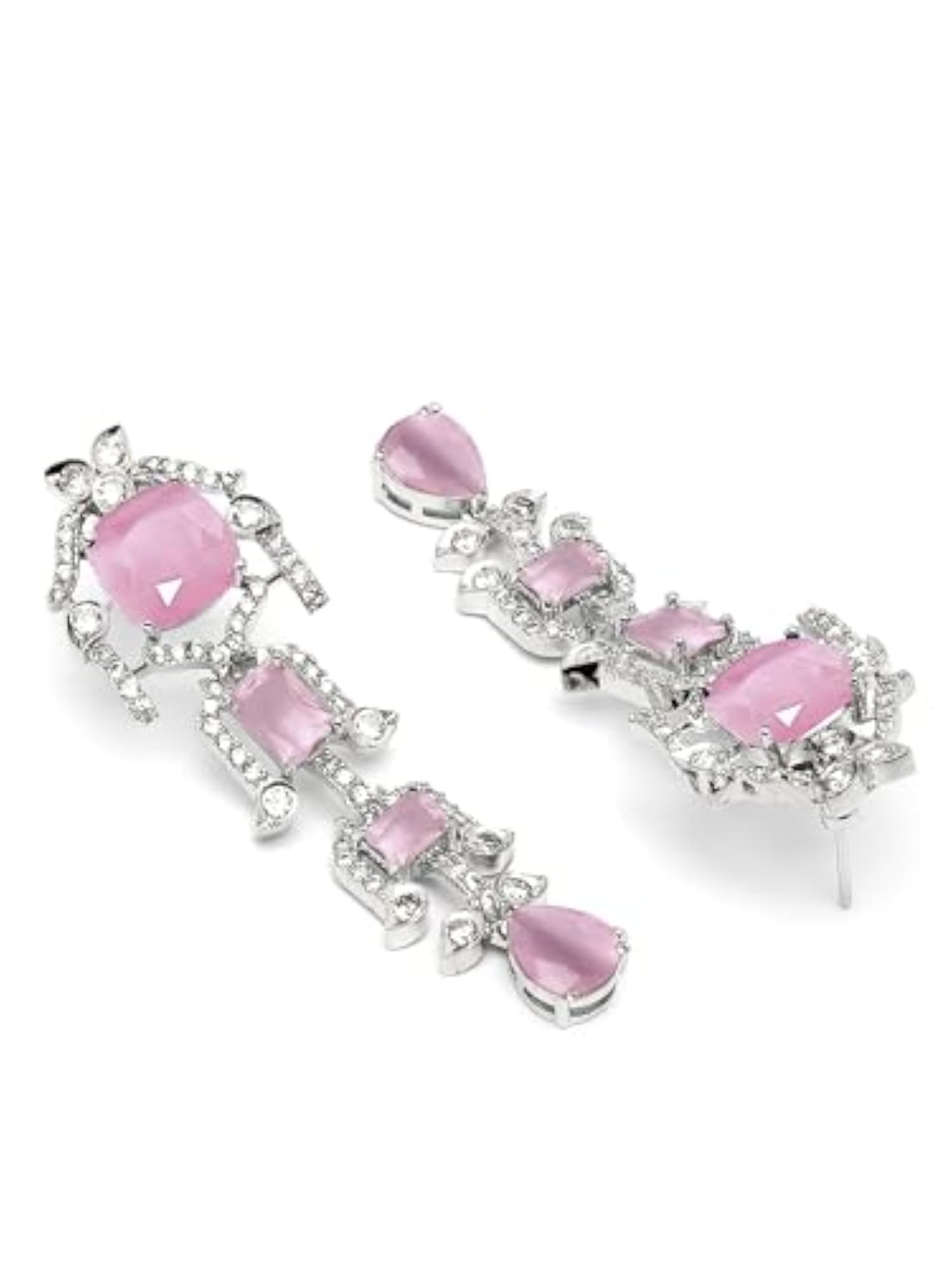 Silver-Plated American Diamond Jewellery Set