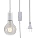 ASOKO Vintage Pendant Hanging Light Cord, UL Listed Socket Light Cord with Plug, Black Flished Metal Shell, 13ft Woven Fabric Cord, E26/E27 Scoket, in-line ON/Off Switch, DIY Projects (White)