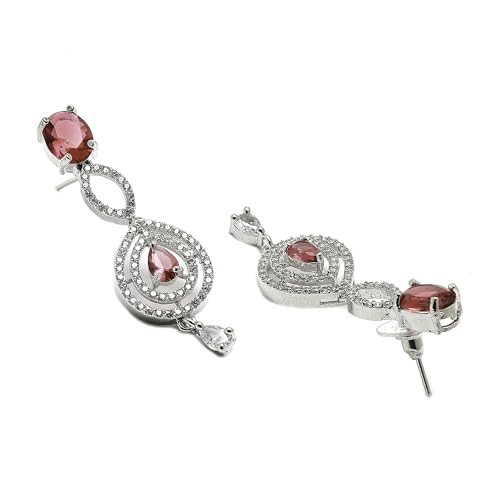 Rhodium-Plated Abstract Necklace Set with Earrings