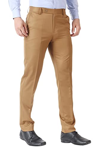 Image of MALENO Men's Slub Effect Solid Trouser | Classic Slim Fit Formal Trousers for Men | Slim Fit Trousers for Men