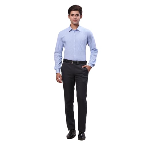 Image of Raymond Men Slim Fit Checks Pattern Pure Cotton Semi Cutaway Collar Full Sleeve Formal Shirt