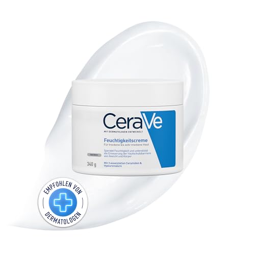 CeraVe Feuchtigkeitscreme Reichhaltige Creme für trockene bis sehr trockene & zu Neurodermitis neigende Haut geeignet Körper & Gesicht Mit Hyaluron & 3 essenziellen Ceramiden