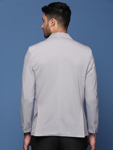 Image of SHOWOFFFF Men Solid Single Breasted Formal Blazer | Notched Lapel Full Sleeves Cotton Blazer for Mens | Slim Fit Regular Length Blazer for Men's