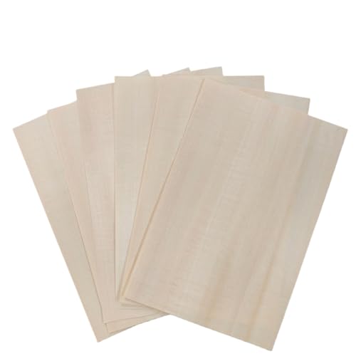 Basswood Veneer Sheets 6 Pack, 7.9" x 11.8" Quarter Cut, 1/51" (0.5mm) Thickness, Natural Wood Veneer for Laser Engraving, CNC, DIY Table Tennis Racket, Marquetry, Inlay Woodworking Crafts
