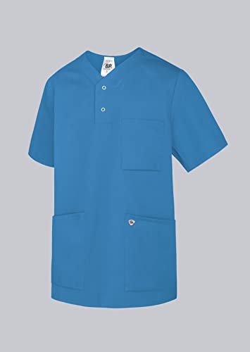BP Med Tunics 1741-853-116 Schlupfkasack für Sie & Ihn - 1/2 Ärmel - Diskreter V-Ausschnitt - 50% Polyester, 50% Lyocell - Standard Passform - Größe: 3XL - Farbe: azurblau