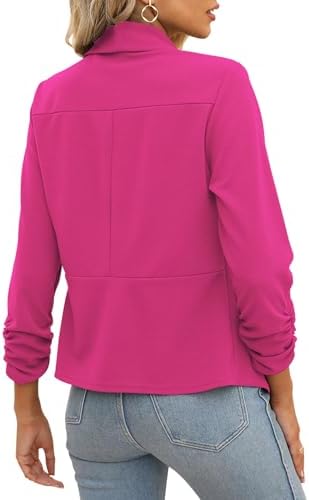 POGTMM Women 3/4 Sleeve Blazer Open Front Cardigan Jacket Work Office Blazer