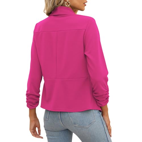 POGTMM Women 3/4 Sleeve Blazer Open Front Cardigan Jacket Work Office Blazer