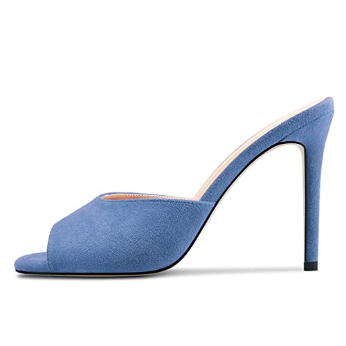 Image of TNYNFBEB Women Stiletto High Heel Peep Open Toe Sandals Slingback Slip-on Wedding Office Cute Basic Classic 3.9 Inches Heels