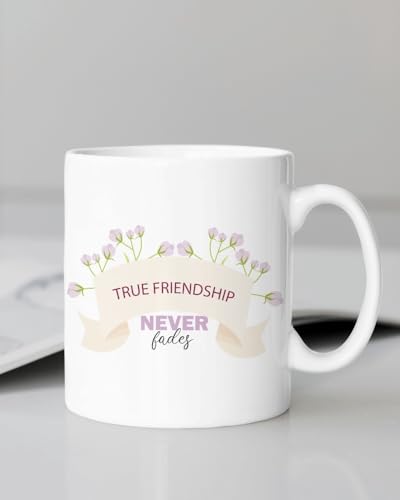 Image of Funny Bestie with Friendship Quotes Printed 325 ml Ceramic Coffee Mug /Tea Cup Gift for Girls, Best Friends, Sister Mom, Wife, Girlfriend 325 ml (Front Back-18)