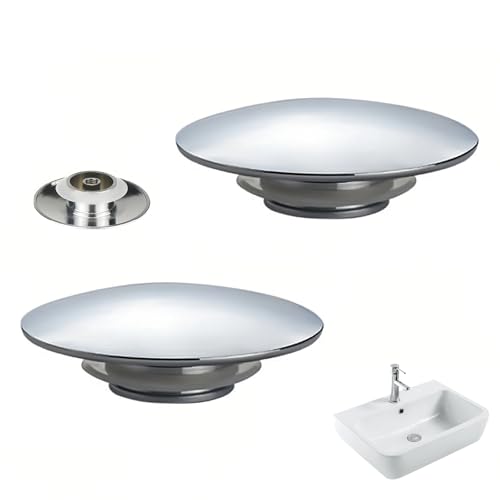 2 Pcs Pop Up Sink Plug Replacement Chrome Click Clack Plug Replacement 66mm Push Plug for Sink Basin Pop Up Sink Waste Stopper for Bathroom Sink Drain Easy Pop Up Basin Plug Replacement Part