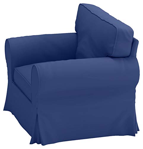 Image of Cotton Ektorp Chair Cover Compatible with IKEA Armchair Sofa Slipcover | Heavy Duty Cotton Ektorp Chair Cover Replacement Only Blue Color