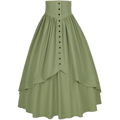 Mingyuezai Women Victorian Skirt Medieval Renaissance Peasant Long Skirt（Z2880QGN, M Cover