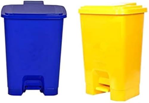 Image of 10L Bio-Medical Waste Bin | Pedal Dustbin for Hospitals, Clinics & Labs | Biohazard Plastic Bin with Foot Pedal for Safe Waste Disposal (Yellow, Blue)
