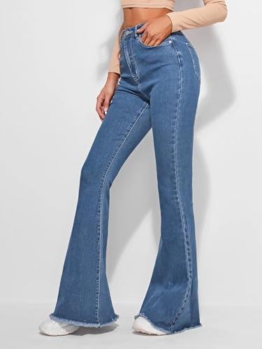Image of KOTTY Women's Bootcut Flare Jeans with Slim Fit Thigh and Wide Hem Design