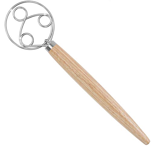 FveBzem Danish Dough Whisk Stainless Steel Dutch Whisk Bread Making Tools Hand Mixer Blender Danish Dough Hook Bread Dough Mixer for Pastry, Baking Cake, Dessert, Sourdough, Pizza, 13 inch