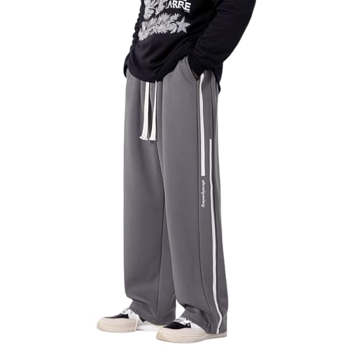 DUHENWU Pantalones de chándal holgados para hombre, pantalones de chándal de invierno, pantalones deportivos anchos y elásticos, pantalones deportivos largos de pierna ancha, pantalones de chándal