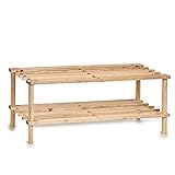Fácil de montar Hersing - Zapatero de madera de 74 x 26 x 29,5 cm, ideal para el hogar de color natural , válido para distintos usos como decoración, estante, estantería, mueble (Natural, 74 x 26 x 29,5 cm)