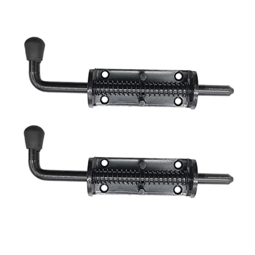 Black 2 Packs 6.5 Inch Heavy Duty Spring Loaded Latch Pin, Sliding Barrel Bolt Door Lock for Chests/Cabinets/Utility Trailer Gate, 2mm Thickened Interior and Outdoor Latch