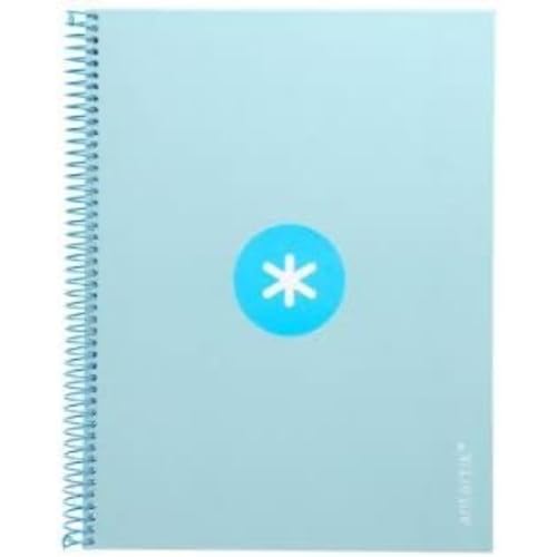 Cuaderno espiral liderpapel a4 micro antartik tapa forrada 80h 90 gr cuadro 5mm 1 banda 4 taladros celeste