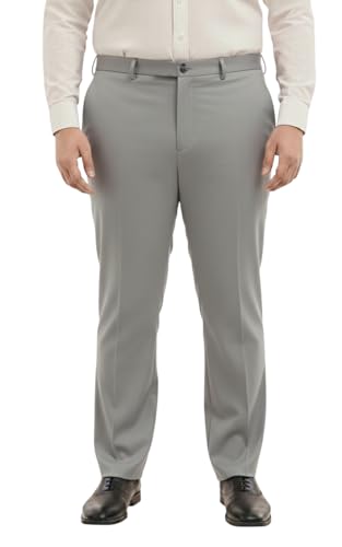 Image of SaintX Men's Premium Plus Size Formal Trousers | Regular Fit Upto 2 inch Techno Flex Waistband | Wrinkle Resistant | Stretchable Triple Blend, Easy Care Fabric | Office & Business Wear