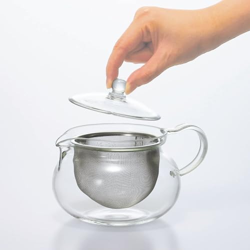 Hario CD Kyusu-Maru-450ml Cha Pot Kettle for Tea Chacha Kyusu-Maru with a Capacity of 450ml, Glass, Transparent