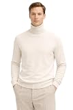 State Cashmere Men's Essential Turtleneck Sweater 100% Pure Cashmere Classic Long Sleeve Pullover (Undyed White, Large)