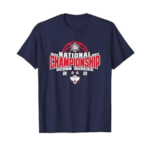 Elite Authentics 2023 Connecticut Huskies NCAA Basketball Championship Blue T-Shirt – Classic Fit, Short Sleeve